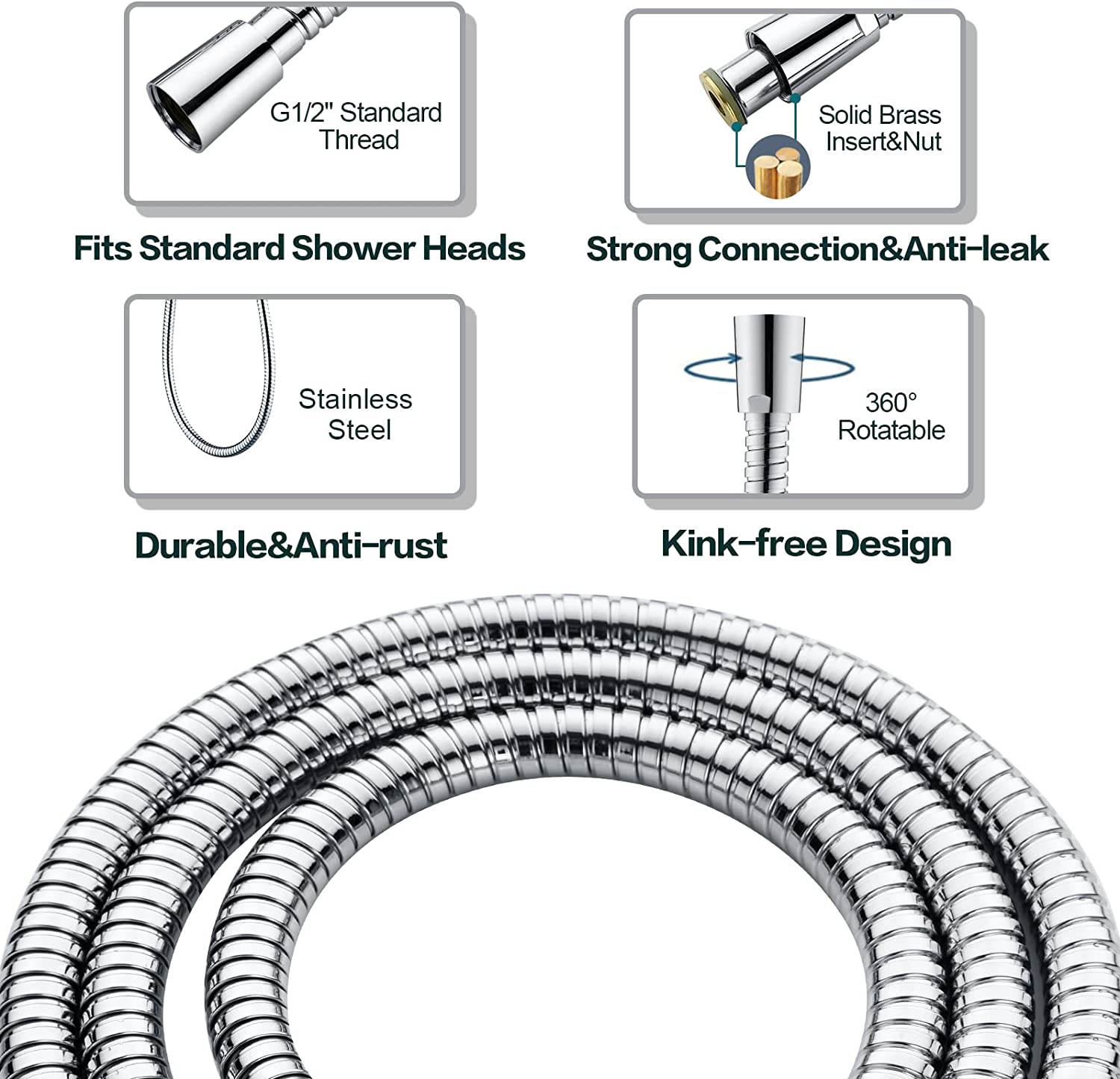 High Pressure Handheld Shower Head Kit, Handheld Shower with 60 Inch Hose and Bracket - brightshowers