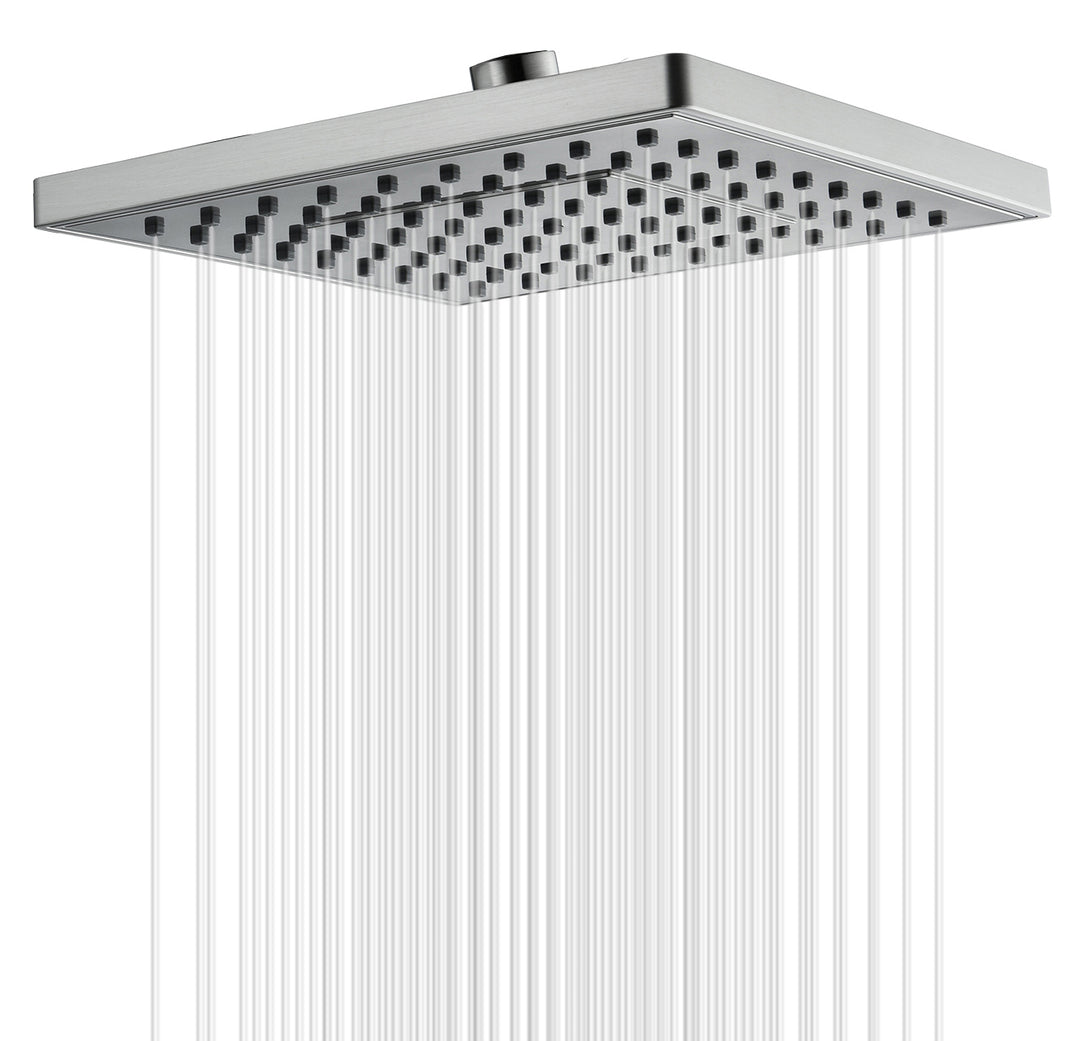 8 Inch Square Rainfall Shower Head with Angle Adjustable-brushed nickel