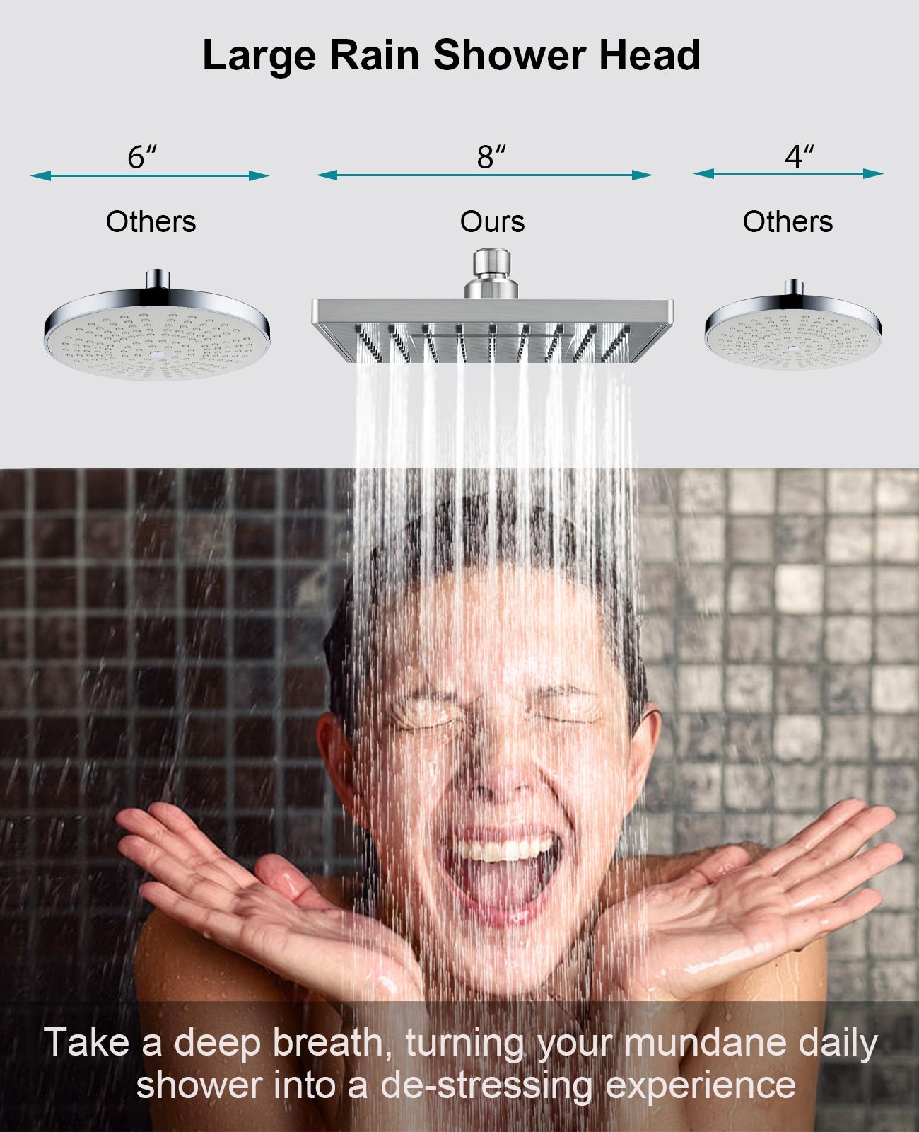 8 Inch Rainfall Shower Head with Angle Adjustable - brightshowers