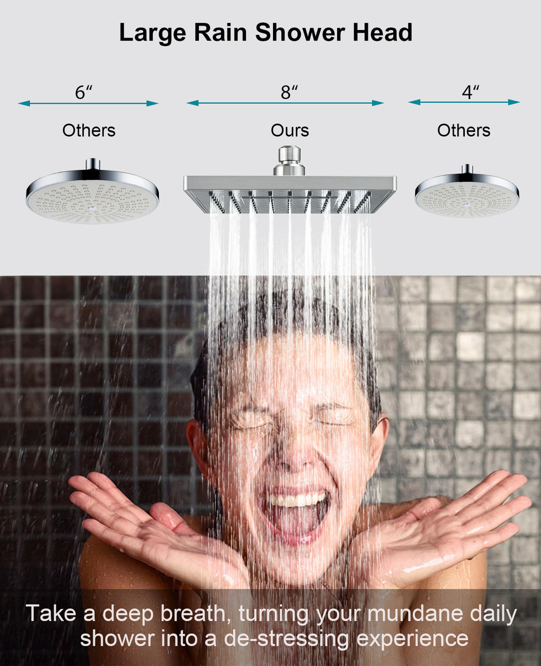 8 Inch Square Rainfall Shower Head with Angle Adjustable-brushed nickel