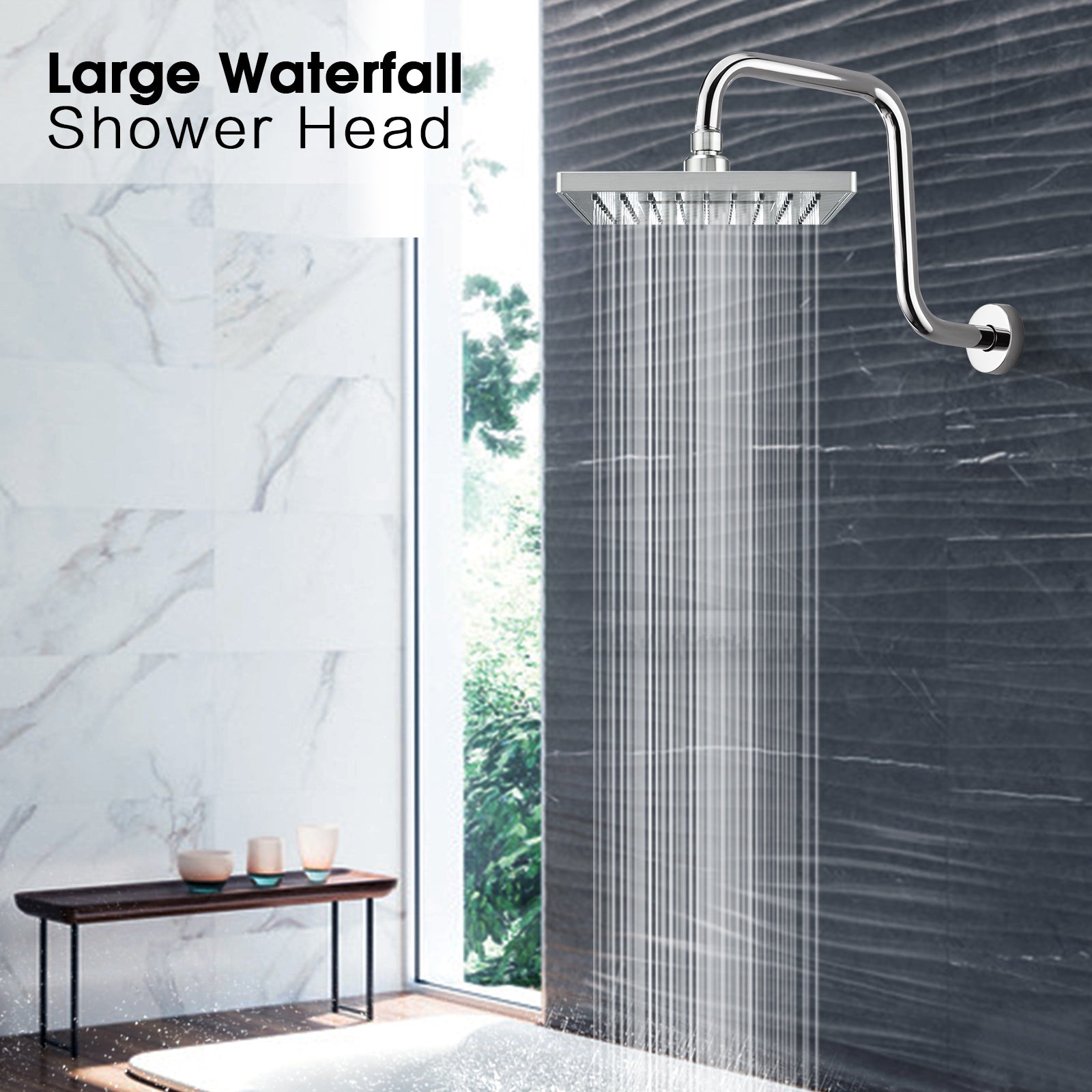8 Inch Rainfall Shower Head with Angle Adjustable - brightshowers